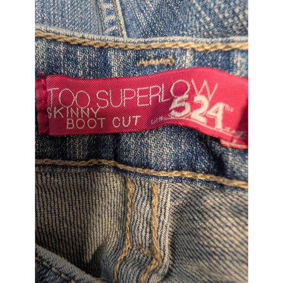 Levis 524 Too Superlow Skinny Bootcut Jeans Light Wash Women Size 3 Stretch - Picture 7 of 8